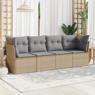 4-Delige Loungeset Met Kussens Poly Rattan