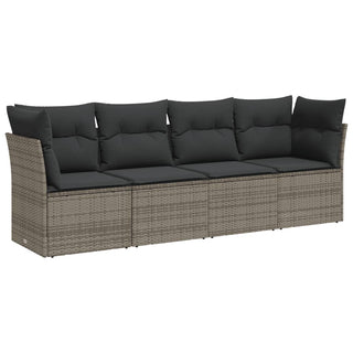 4-Delige Loungeset Met Kussens Poly Rattan