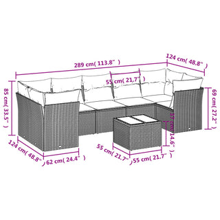 8-Delige Loungeset Met Kussens Poly Rattan Zwart