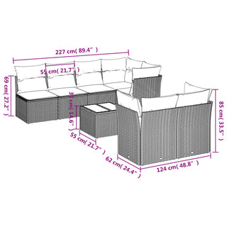 8-Delige Loungeset Met Kussens Poly Rattan Zwart