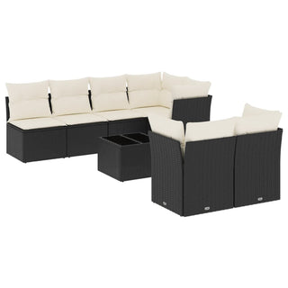 8-Delige Loungeset Met Kussens Poly Rattan Zwart