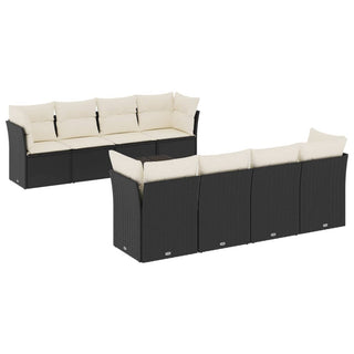 9-Delige Loungeset Met Kussens Poly Rattan Zwart