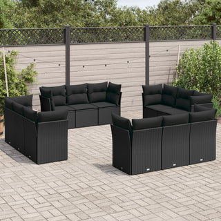 12-Delige Loungeset Met Kussens Poly Rattan Beige