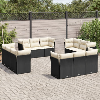 12-Delige Loungeset Met Kussens Poly Rattan Beige