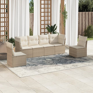 6-Delige Loungeset Met Kussens Poly Rattan