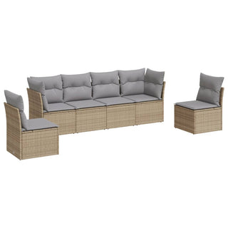 6-Delige Loungeset Met Kussens Poly Rattan