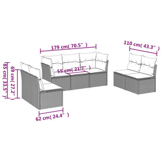 7-Delige Loungeset Met Kussens Poly Rattan