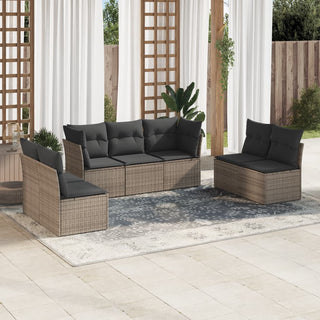 7-Delige Loungeset Met Kussens Poly Rattan