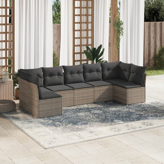 7-Delige Loungeset Met Kussens Poly Rattan