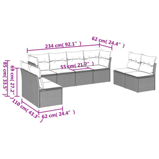 8-Delige Loungeset Met Kussens Poly Rattan