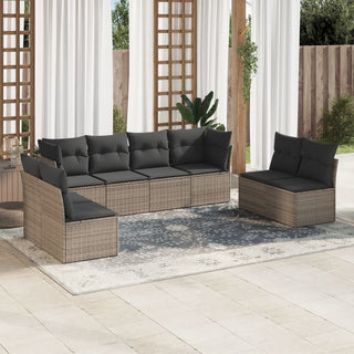 8-Delige Loungeset Met Kussens Poly Rattan