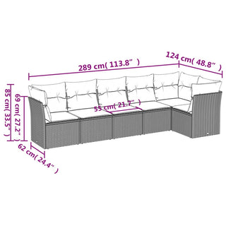 6-Delige Loungeset Met Kussens Poly Rattan