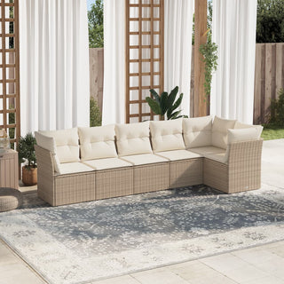 6-Delige Loungeset Met Kussens Poly Rattan