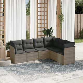 6-Delige Loungeset Met Kussens Poly Rattan