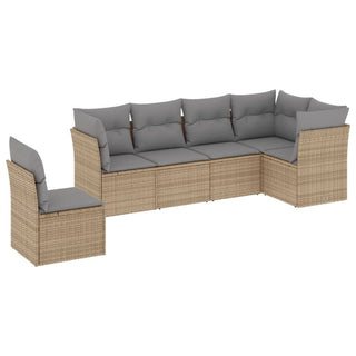 6-Delige Loungeset Met Kussens Poly Rattan