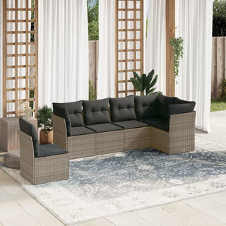 6-Delige Loungeset Met Kussens Poly Rattan