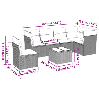 6-Delige Loungeset Met Kussens Poly Rattan