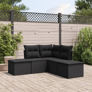 5-Delige Loungeset Met Kussens Poly Rattan