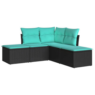 5-Delige Loungeset Met Kussens Poly Rattan