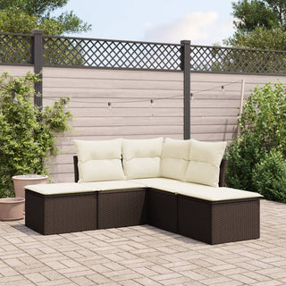 5-Delige Loungeset Met Kussens Poly Rattan