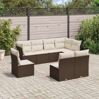 8-Delige Loungeset Met Kussens Poly Rattan