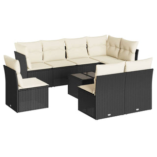 9-Delige Loungeset Met Kussens Poly Rattan