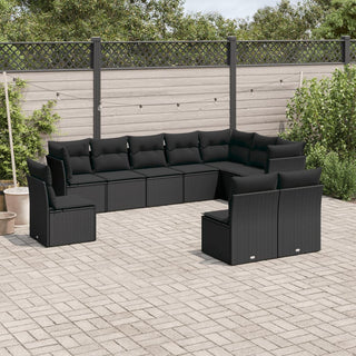 10-Delige Loungeset Met Kussens Poly Rattan Beige