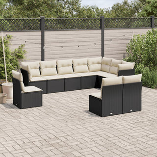 10-Delige Loungeset Met Kussens Poly Rattan Beige