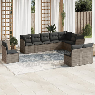 10-Delige Loungeset Met Kussens Poly Rattan Beige