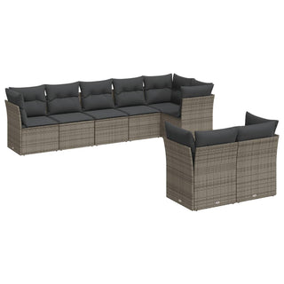 8-Delige Loungeset Met Kussens Poly Rattan