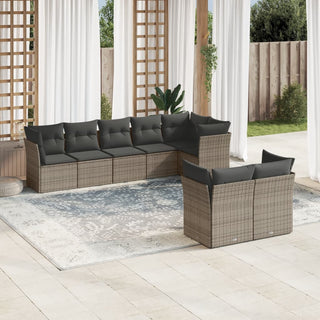 8-Delige Loungeset Met Kussens Poly Rattan