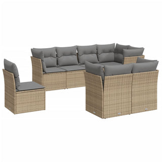 8-Delige Loungeset Met Kussens Poly Rattan