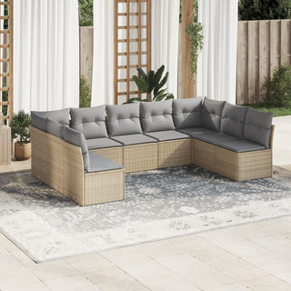 9-Delige Loungeset Met Kussens Poly Rattan