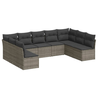 9-Delige Loungeset Met Kussens Poly Rattan