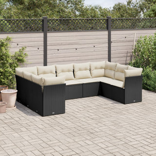 9-Delige Loungeset Met Kussens Poly Rattan Beige