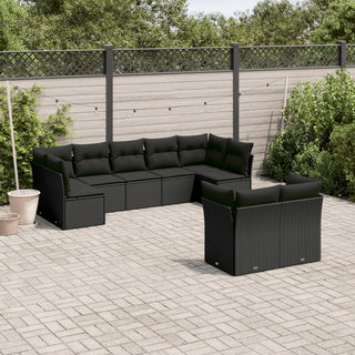 9-Delige Loungeset Met Kussens Poly Rattan