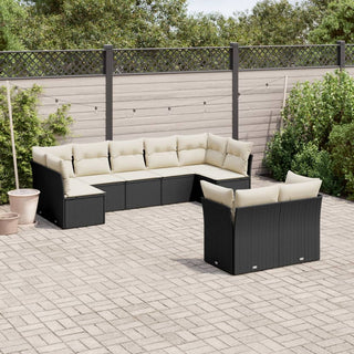 9-Delige Loungeset Met Kussens Poly Rattan