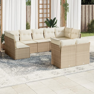 9-Delige Loungeset Met Kussens Poly Rattan