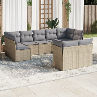 9-Delige Loungeset Met Kussens Poly Rattan