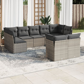 9-Delige Loungeset Met Kussens Poly Rattan