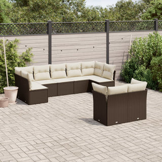 9-Delige Loungeset Met Kussens Poly Rattan