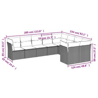 9-Delige Loungeset Met Kussens Poly Rattan Beige