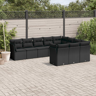 10-Delige Loungeset Met Kussens Poly Rattan