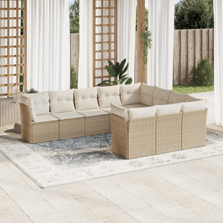 10-Delige Loungeset Met Kussens Poly Rattan