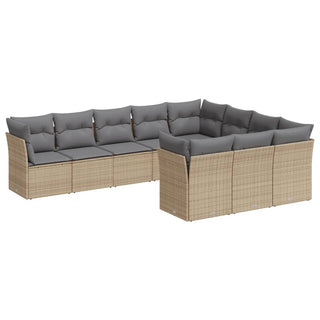 10-Delige Loungeset Met Kussens Poly Rattan