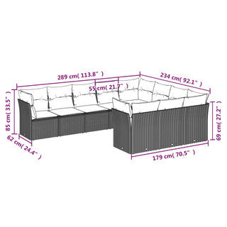 10-Delige Loungeset Met Kussens Poly Rattan