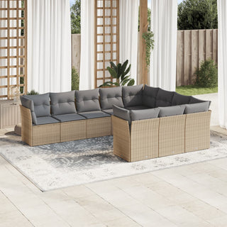 10-Delige Loungeset Met Kussens Poly Rattan