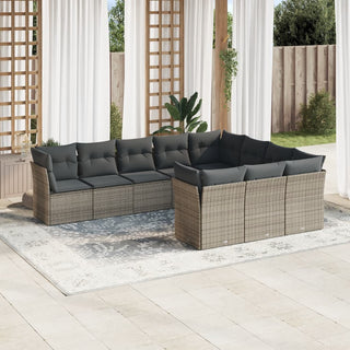 10-Delige Loungeset Met Kussens Poly Rattan