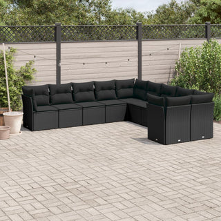 10-Delige Loungeset Met Kussens Poly Rattan Beige