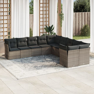 10-Delige Loungeset Met Kussens Poly Rattan Beige